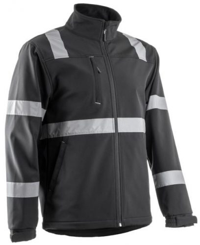 ÚJ! VIGILE FEKETE SOFTSHELL DZSEKI FÉNYV. CSÍKKAL_2XL