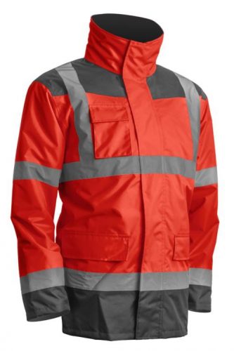 ÚJ! KANATA 4/1 HI-VIZ PIROS/SZÜRKE PE KABÁT_M